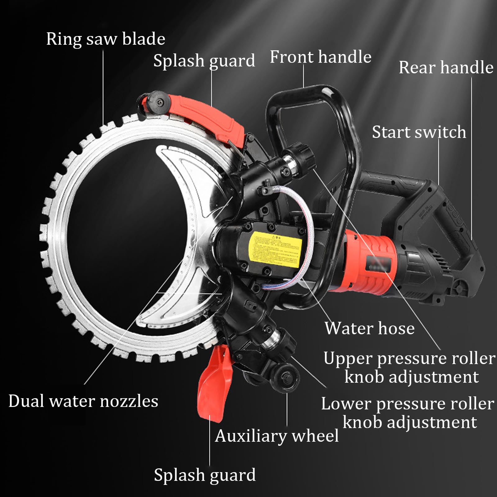 Sierra Circular EléCtrica para HormigóN de 9500W,Sierra de Anillo de Alta Frecuencia de 16 Pulgadas,Modo de Corte HúMedo y Seco,para Paredes de HormigóN Armado,Ladrillo Rojo y Cemen(Size:Saw blade *1)