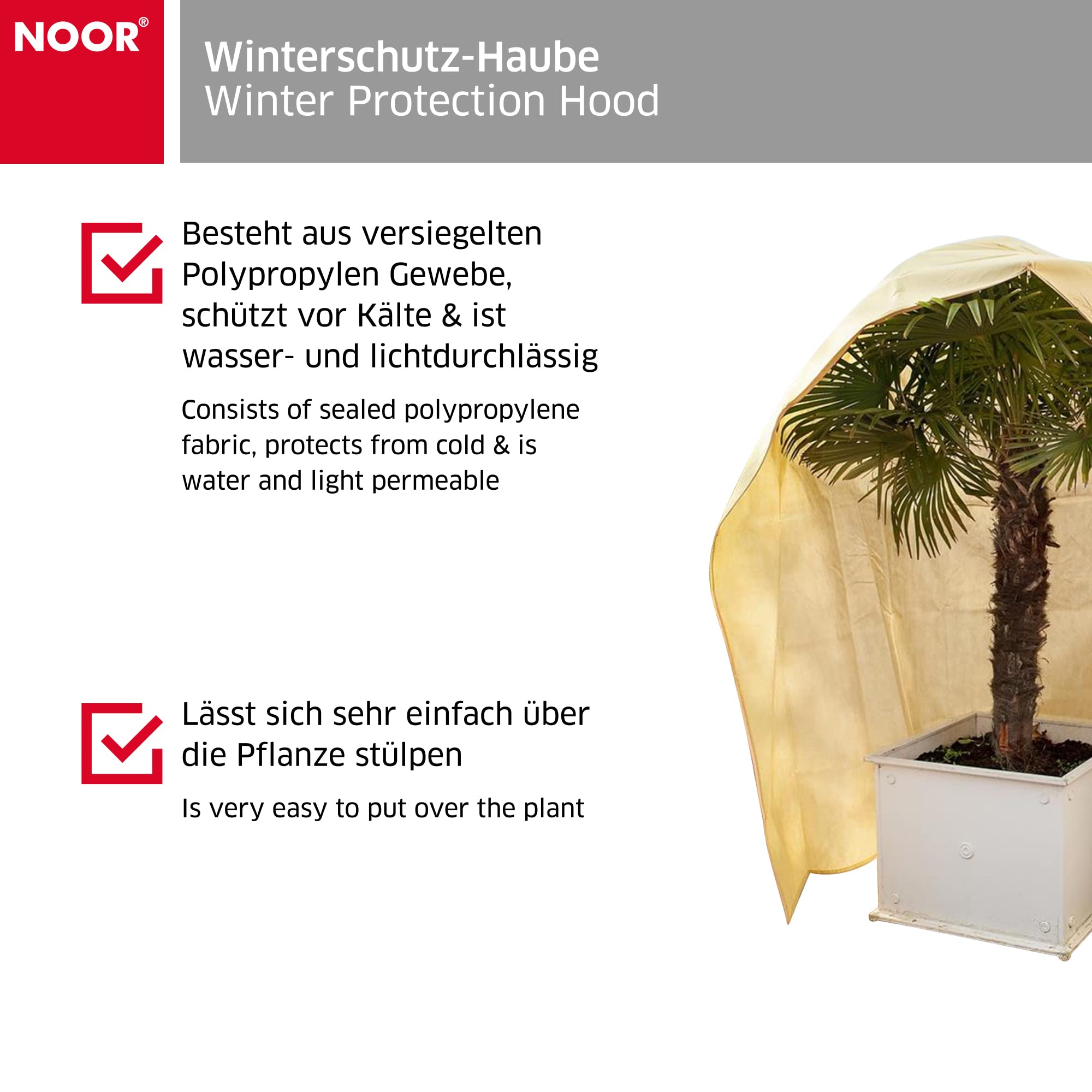 NOOR Winterschutzhaube PRO 3XL - Beige 200x300 cm | Frostschutz Wintervlies für Topf- & Kübelpflanzen - atmungsaktiv, wasser- & lichtdurchlässig - mit Zugband und Reißverschluss