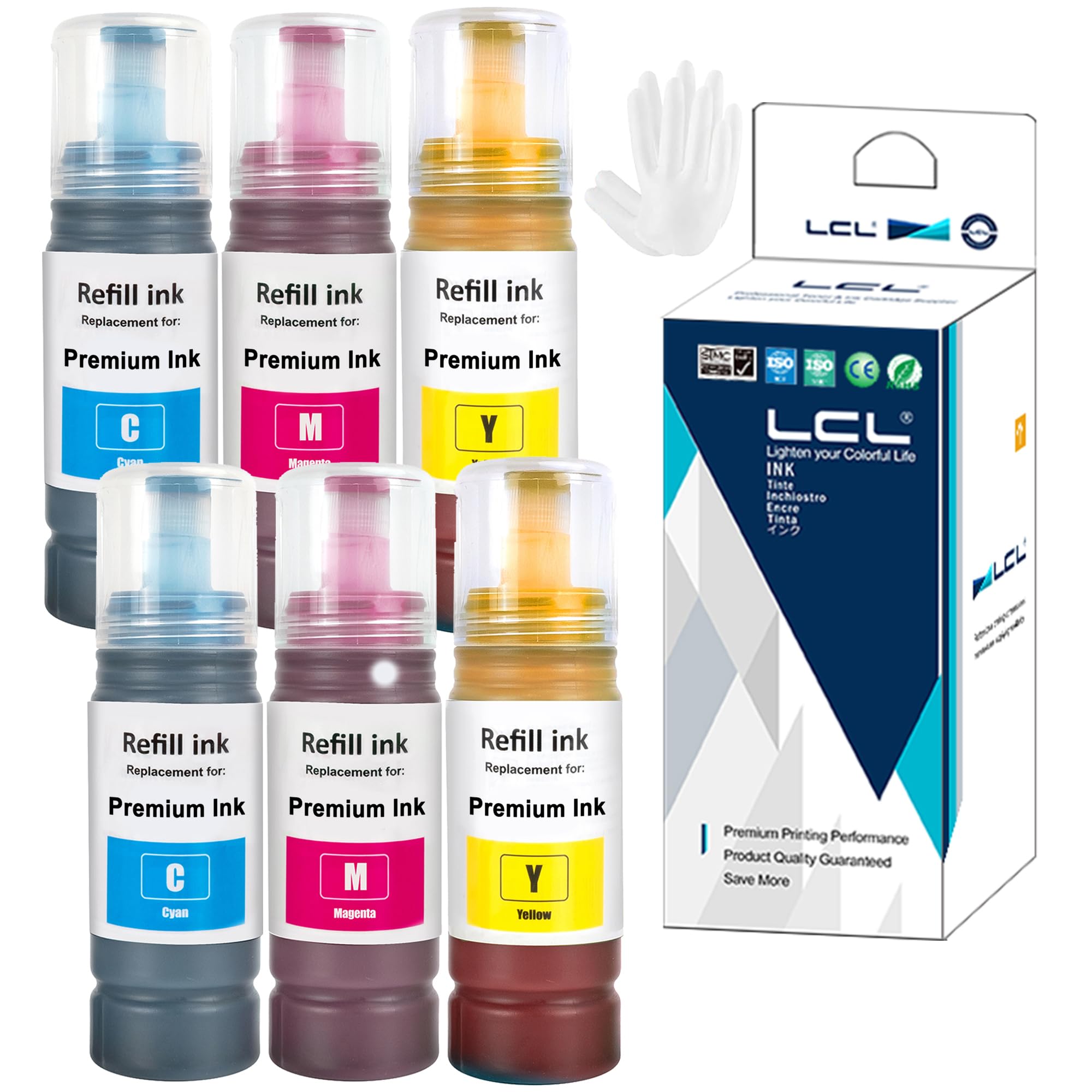 LCL Compatible Ink Refill Bottles Replacement for 502 T502 Ink Compatible with Ecotank ET2760 ET-4760 ET2750 ET-3760 ET-2850 ET-15000 ST-4000 ST-2000