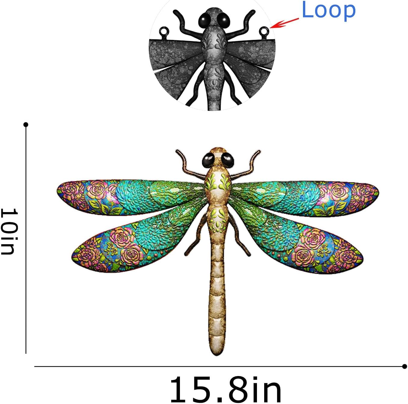 3pcs Metal Dragonfly Garden Art Decorations, Outdoor Hanging Wall Decor Sculptures for Home Garden Yard Patio Window