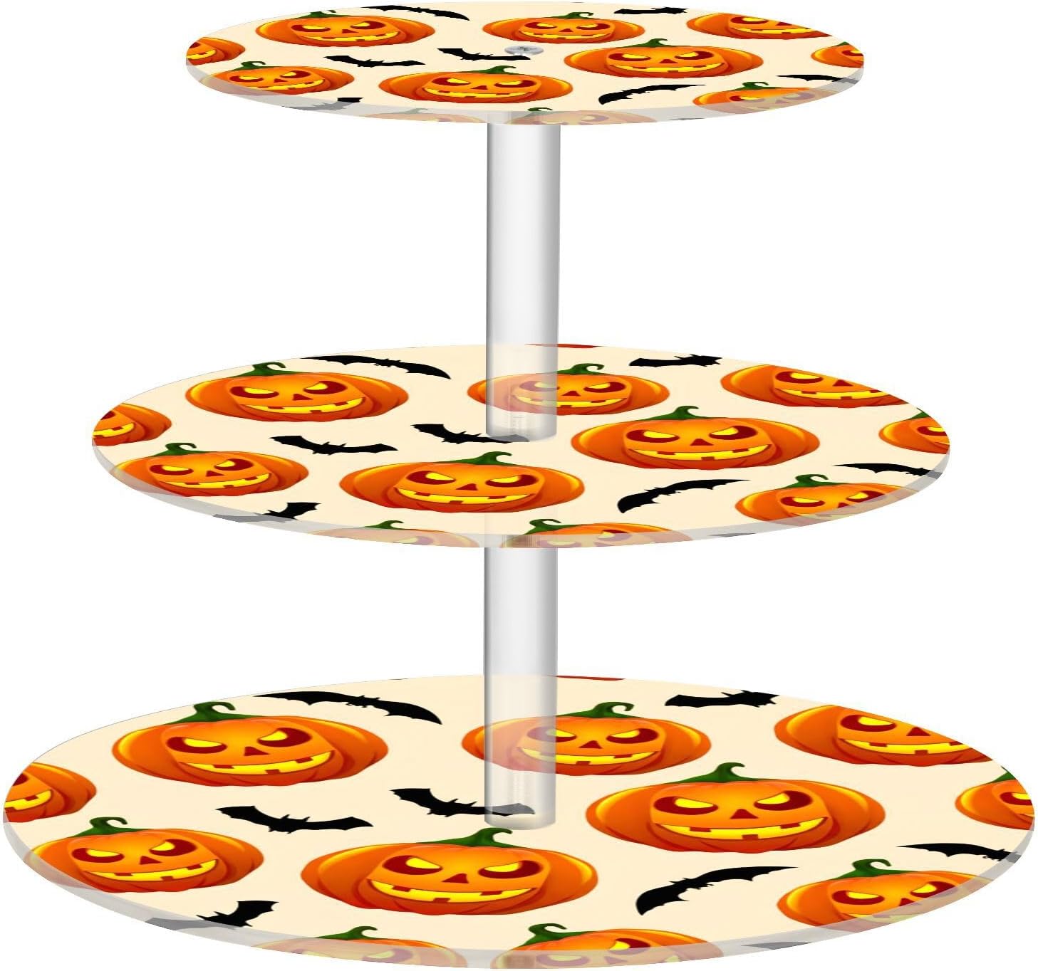 Pumpkin Bats Halloween 3 Tier Acrylic Cupcake Stand, Cupcake Stand for 34 Cupcakes for Weddings,Christmas,Holidays,Parties,Birthday,Printed Cupcake Tower 23301613