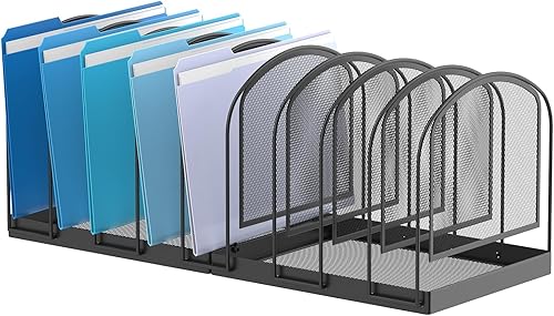 SUPEASY Organizador de archivos para escritorio, organizador de escritorio de malla de 9 secciones, soporte vertical de archivo, organizador de