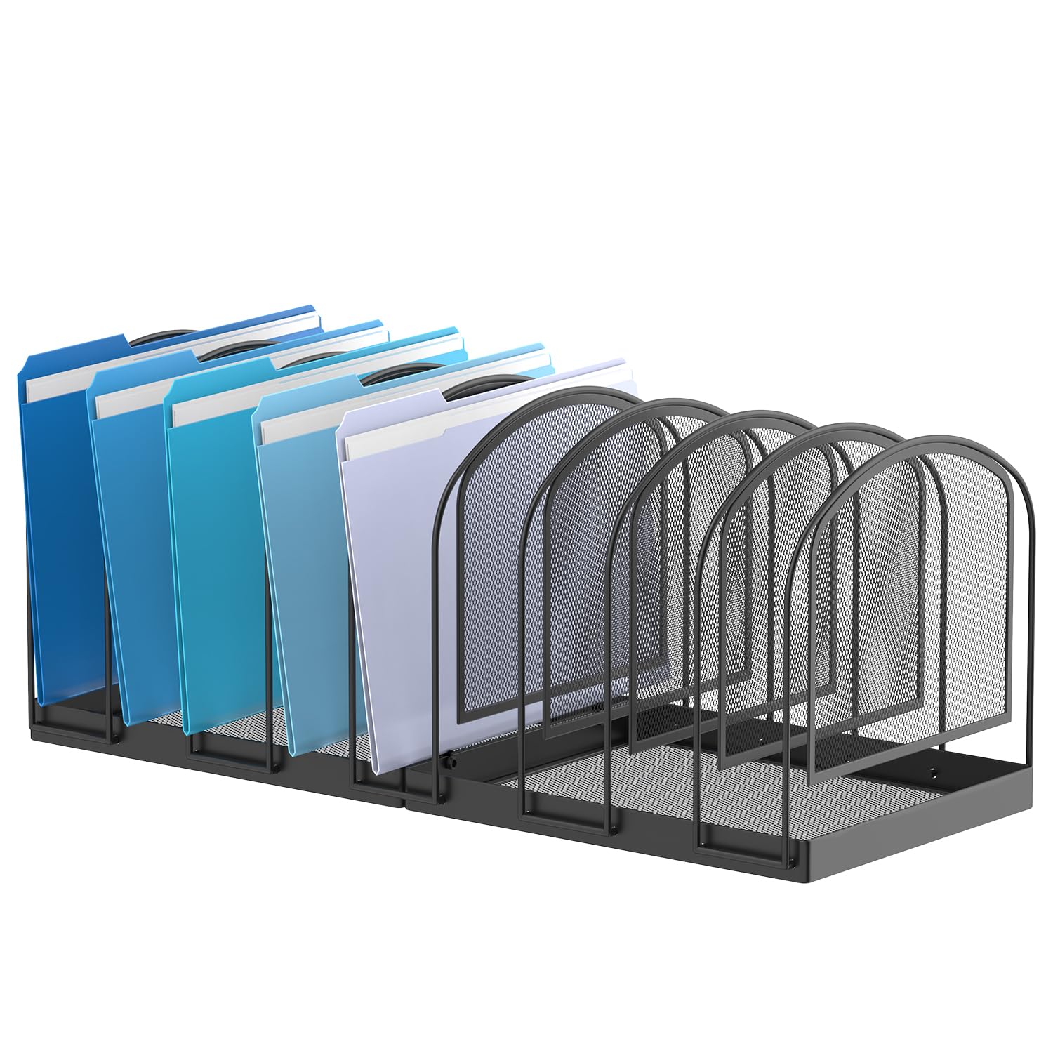 SUPEASY File Organizer for Desk, 9-Section Mesh Desk Organizer, Vertical File Holder Desktop Organizer File Sorter, File Folder Holder for Office Supplies, Black