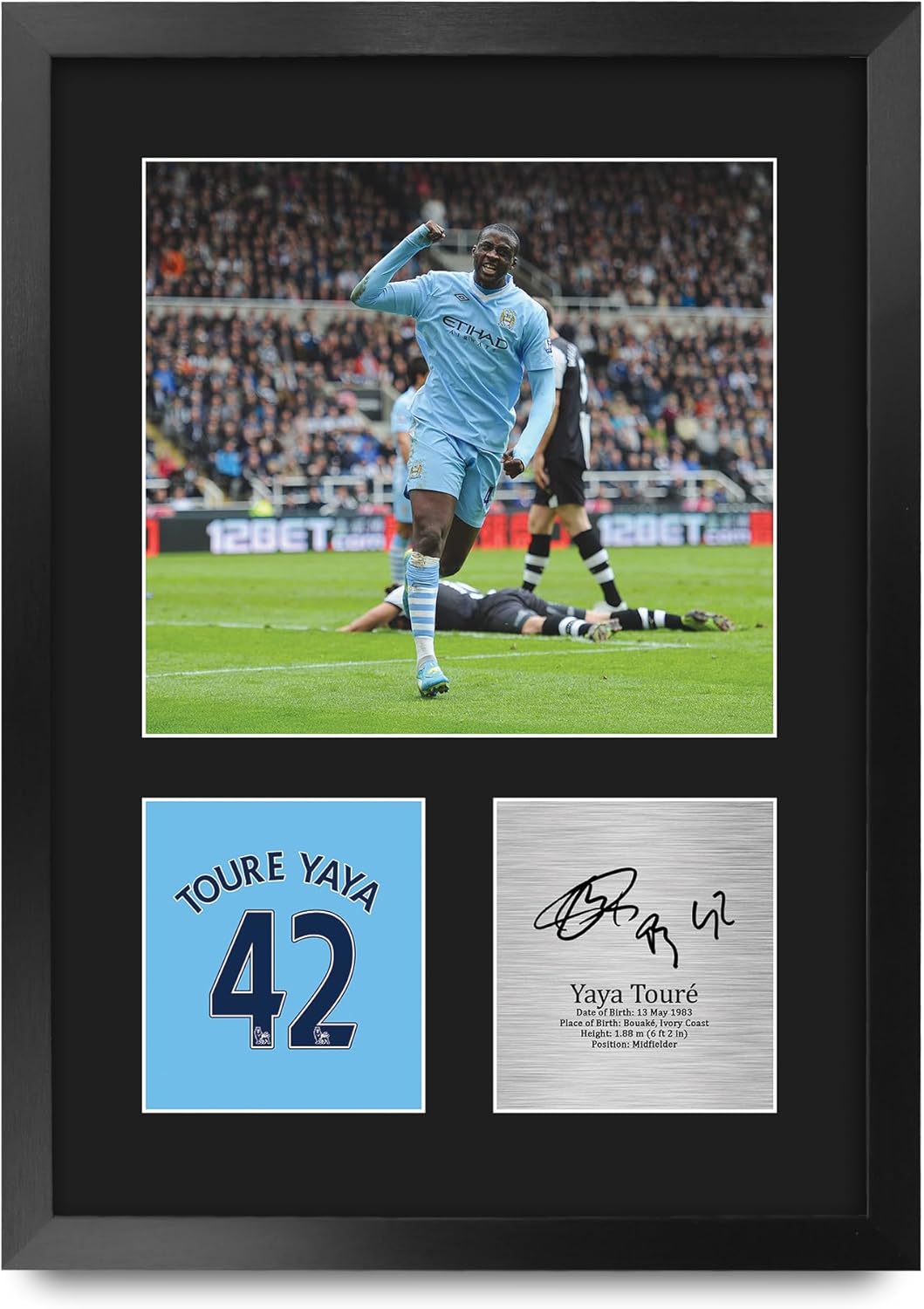 HWC Trading Yaya Toure Manchester City Gifts Printed Signed Autograph Picture for Soccer Fans and Supporters - US Letter Framed (ID-009083)
