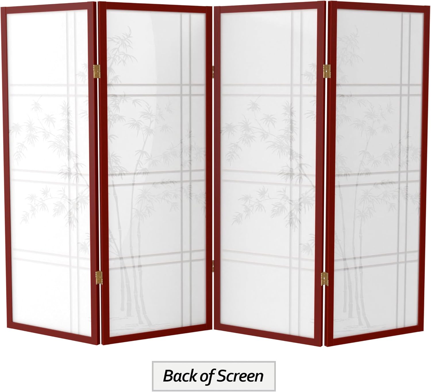 4 ft. Short Bamboo Tree Shoji Screen - Rosewood - 4 Panels