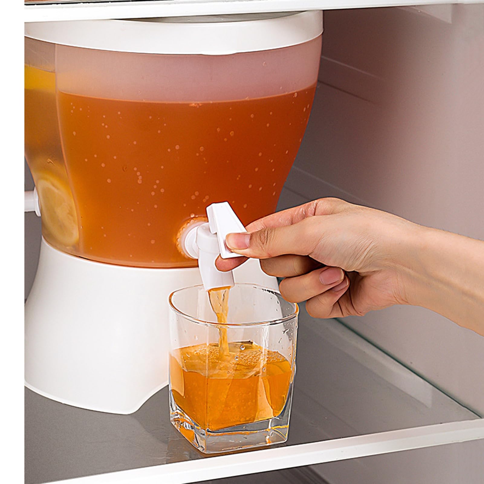 Dispensador de Bebidas Giratorio de Plástico para Frigorífico, Hervidor de Frío 3 en 1 con Tapa y Grifo, Dispensadores de Zumo para para Fiestas, Bares, Restaurantes