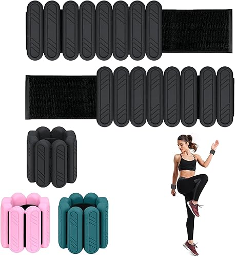 Miniatura 7 de Pesas de tobillo para mujeres y hombres Pesas de muñeca ajustables para entrenamiento de fuerza, diseño de goma de silicona transpirable y cómodo