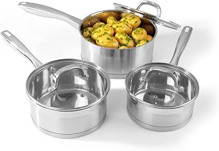Salter BW06734 Timeless Collection 3 Piece Saucepan Set, Stainless Steel