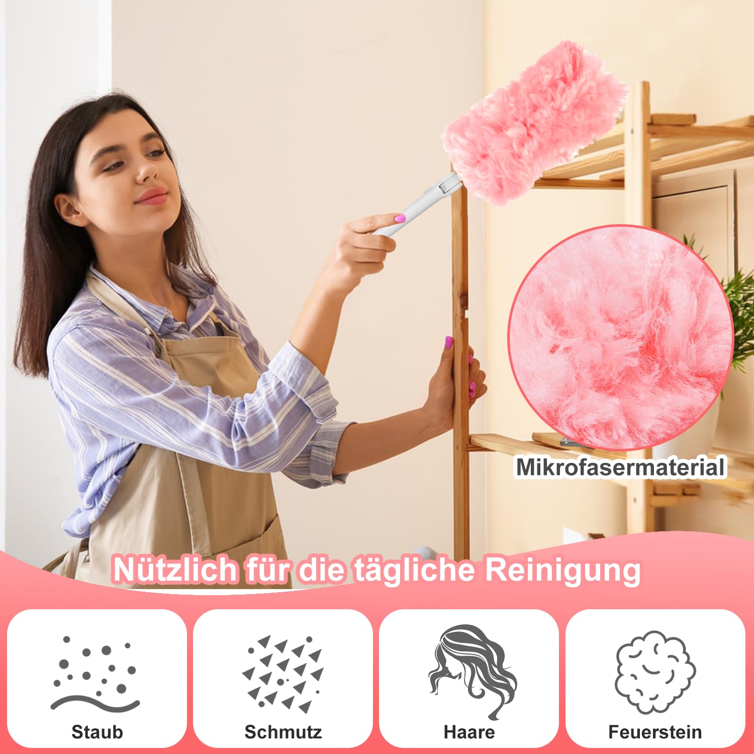 Kit Recambio Plumero Swiffer 32pzs: Atrapa Polvo 360° Con Mango Telescópico (Microfibra, Para Mascotas Y Rincones)