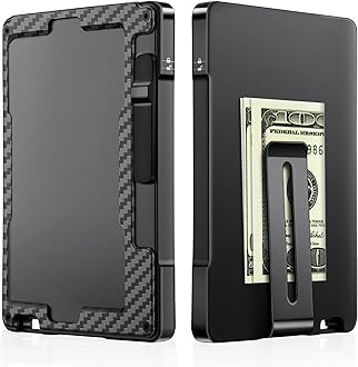 umovenWallet for Men,Minimalist Wallet For Men,Slim Aluminum Metal Money Clip Card Holder, Pop-Up Card Case,RFID Blocking Mens Wallet with ID Window,Front Pocket Wallet for Men & Women, Carbon Fibre