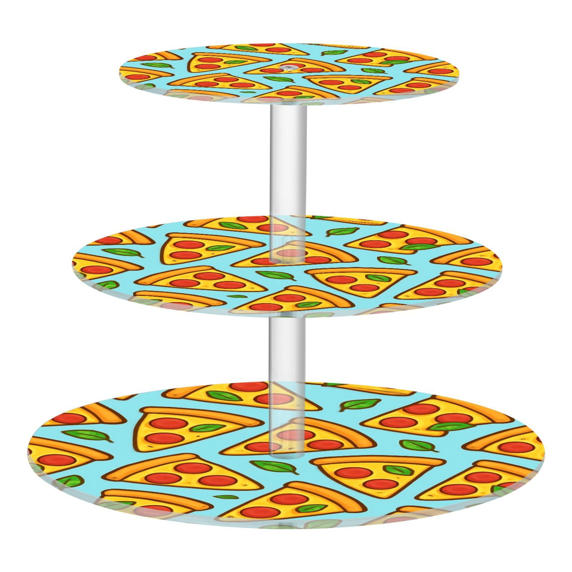 PYBUG Pizza 3 Tier Acrylic Cupcake Stands Tower,Dessert Table Display Set for Tea Party,Wedding,Birthday, Baby Shower