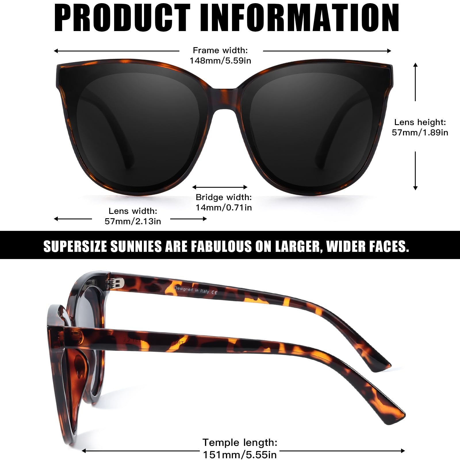 LVIOE Polarized Sunglasses for Women UV400 Protection Oversized Cat Eye Frame Retro Sunglasses for Driving Fishing Outdoor: A04 Tortoise Frame/Grey Polarized Lens