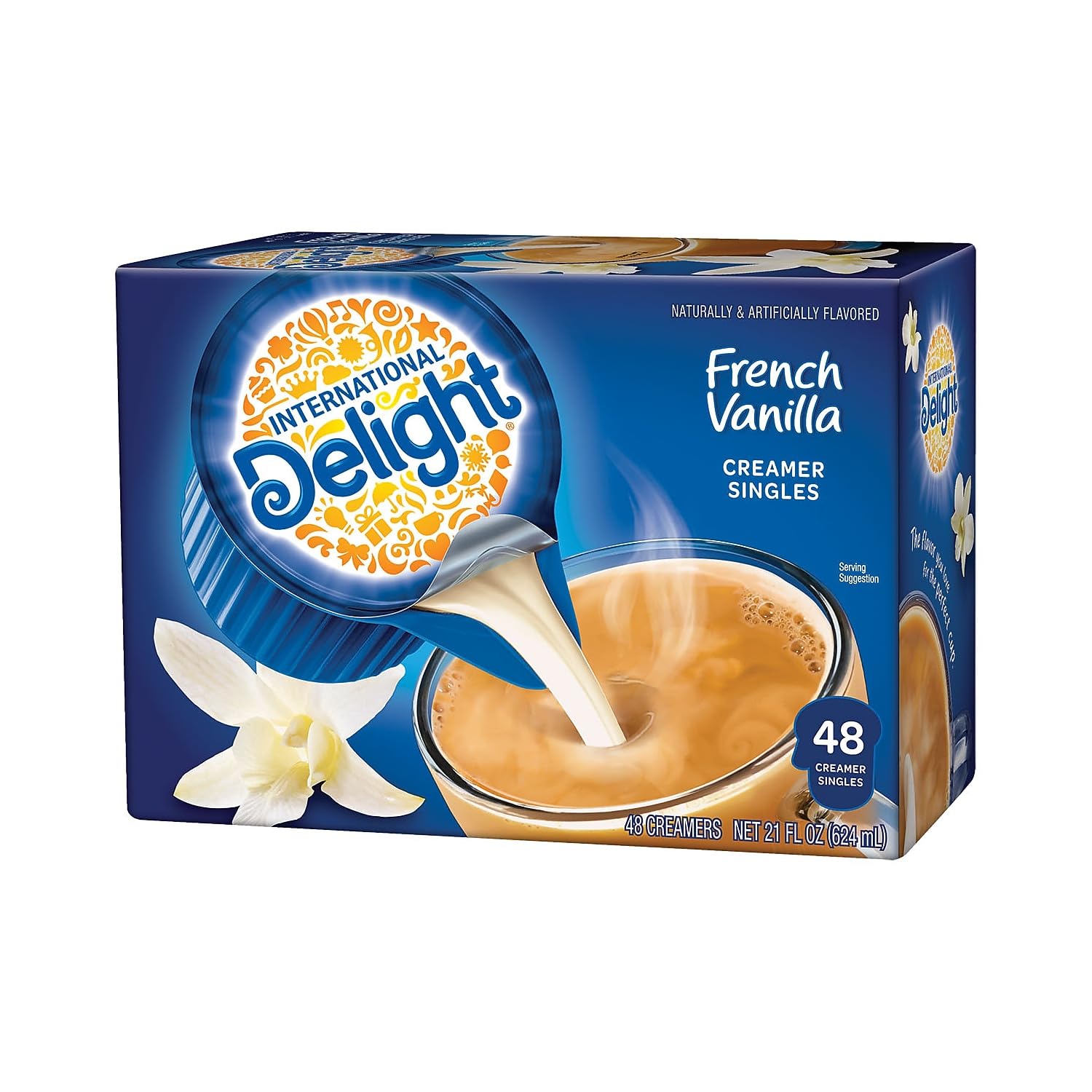 Flavored Liquid Non-Dairy Coffee Creamer, French Vanilla, 0.4375 Oz Cup, 48/box