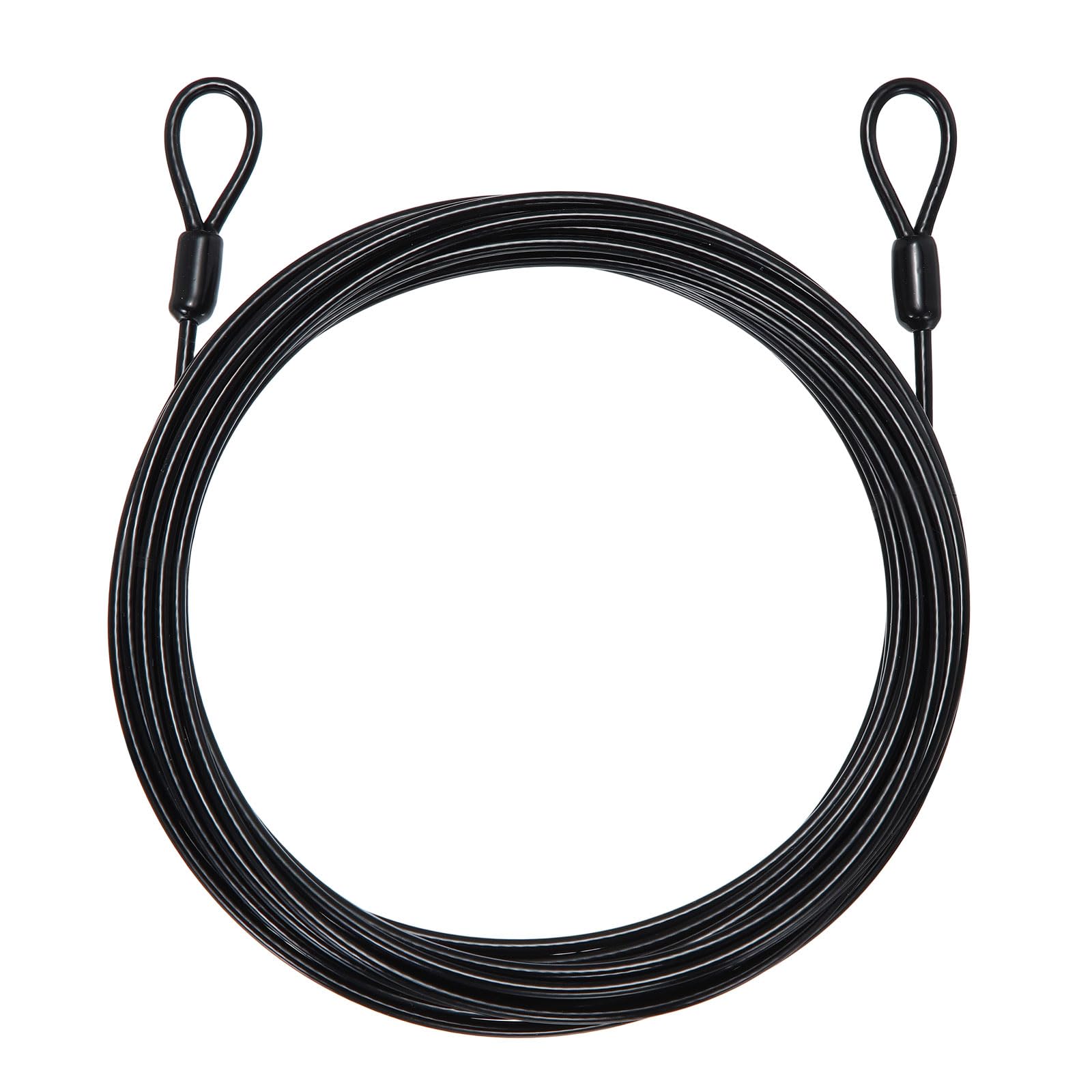 PATIKIL Security Cable Lock (3mm Dia 9m 50kg Load Capacity, Black) Vinyl Coated Stainless Steel Double Loops Flexible Wire Rope Safety Cable Luggage Lock Suit for - Outdoor