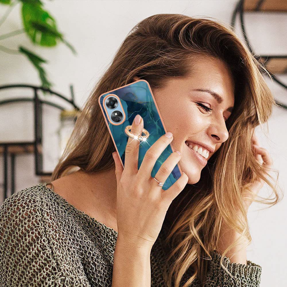 ESONG Cover Per OPPO A17 – Custodia Morbida TPU Rosa Con Bordi Dorati, Antigraffio