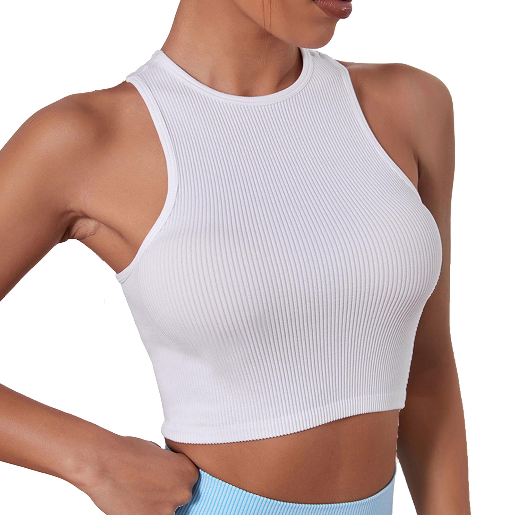 ATRACTIVOLL Camisetas sin Mangas Mujer, Camisolas Básicas Corto, de Ajuste, de Verano Primavera, Casuales, Sexy, Deportivas, Crop Tops, Elásticas, Ligero