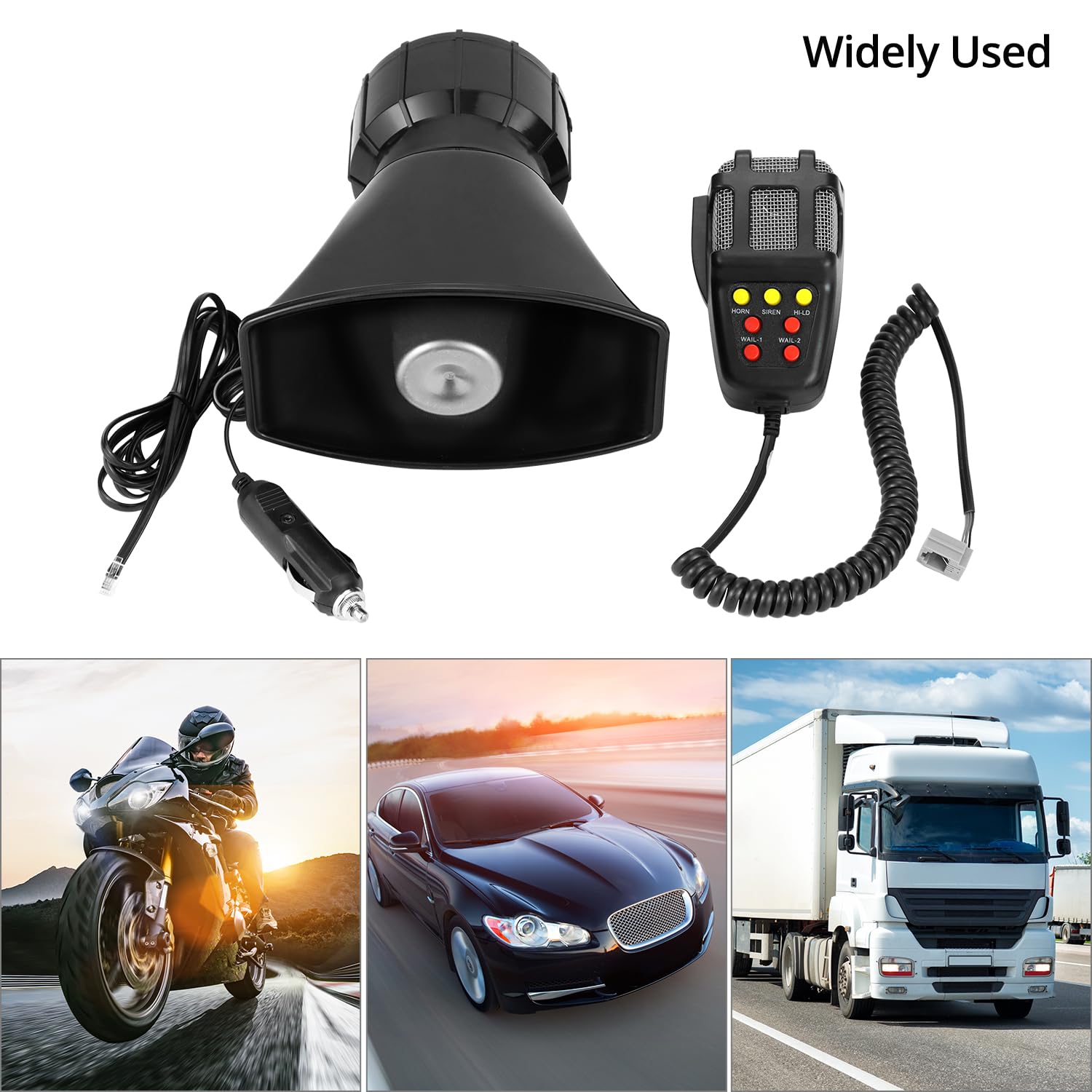 QWORK® Clacson per auto da 120 dB, 7 toni, facile collegamento tramite accendisigari, impermeabile per camion, veicoli, barche a 12V