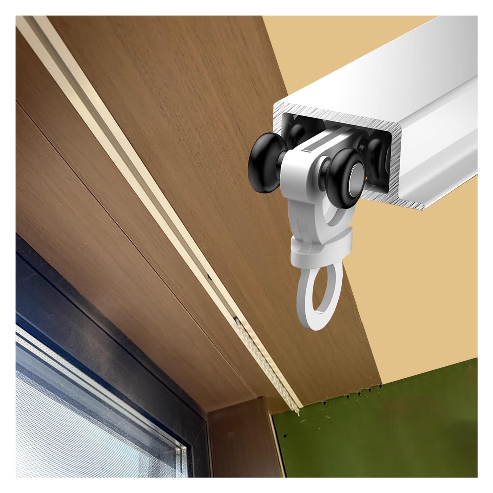Système de rail de rideau encastré pour une séparation de pièce