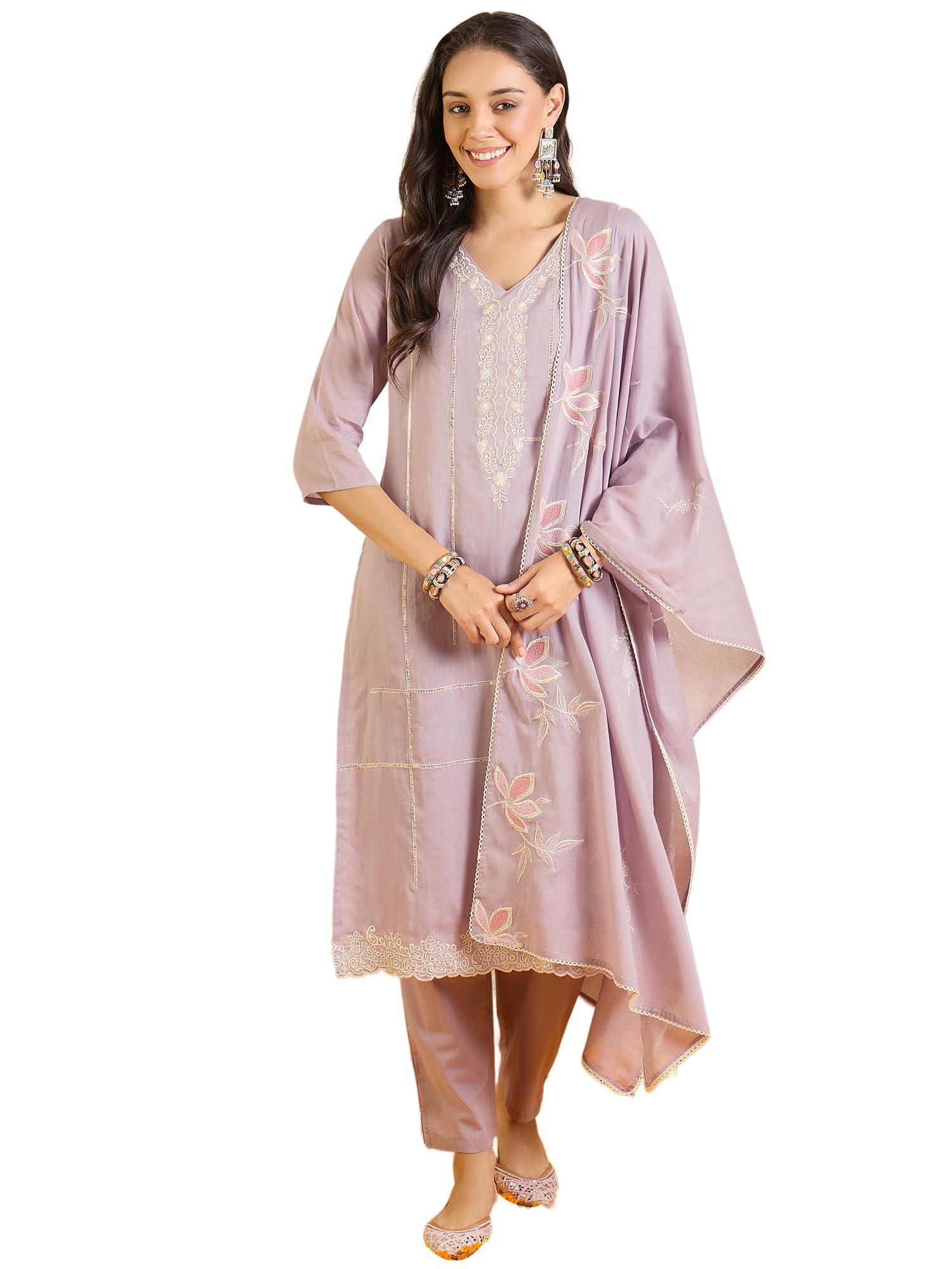 indo era Women Pure Cotton Kurta Set with Dupatta | Festive Suit Set, 11753-picture-10