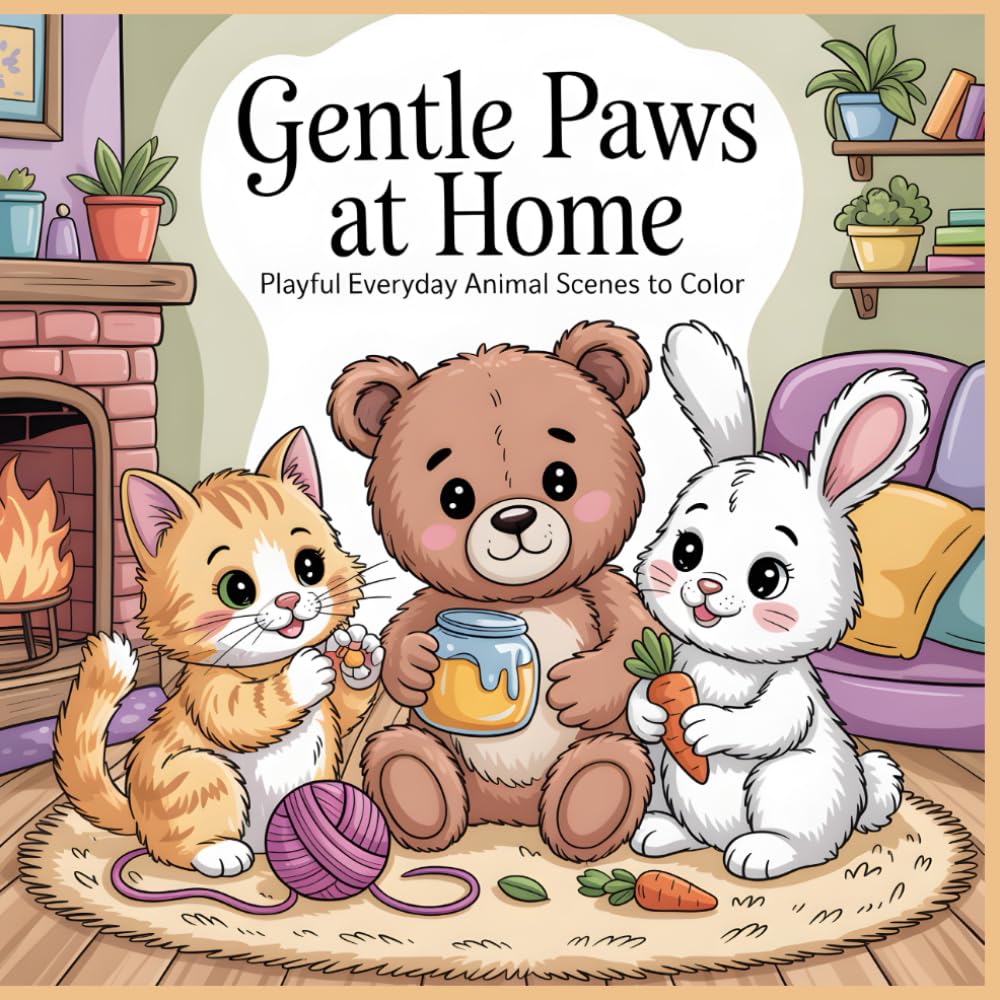 GENTLE PAWS AT HOME: Playful Everyday Animal Scenes to Color (GENTLE PAWS MOMENTS (Series))