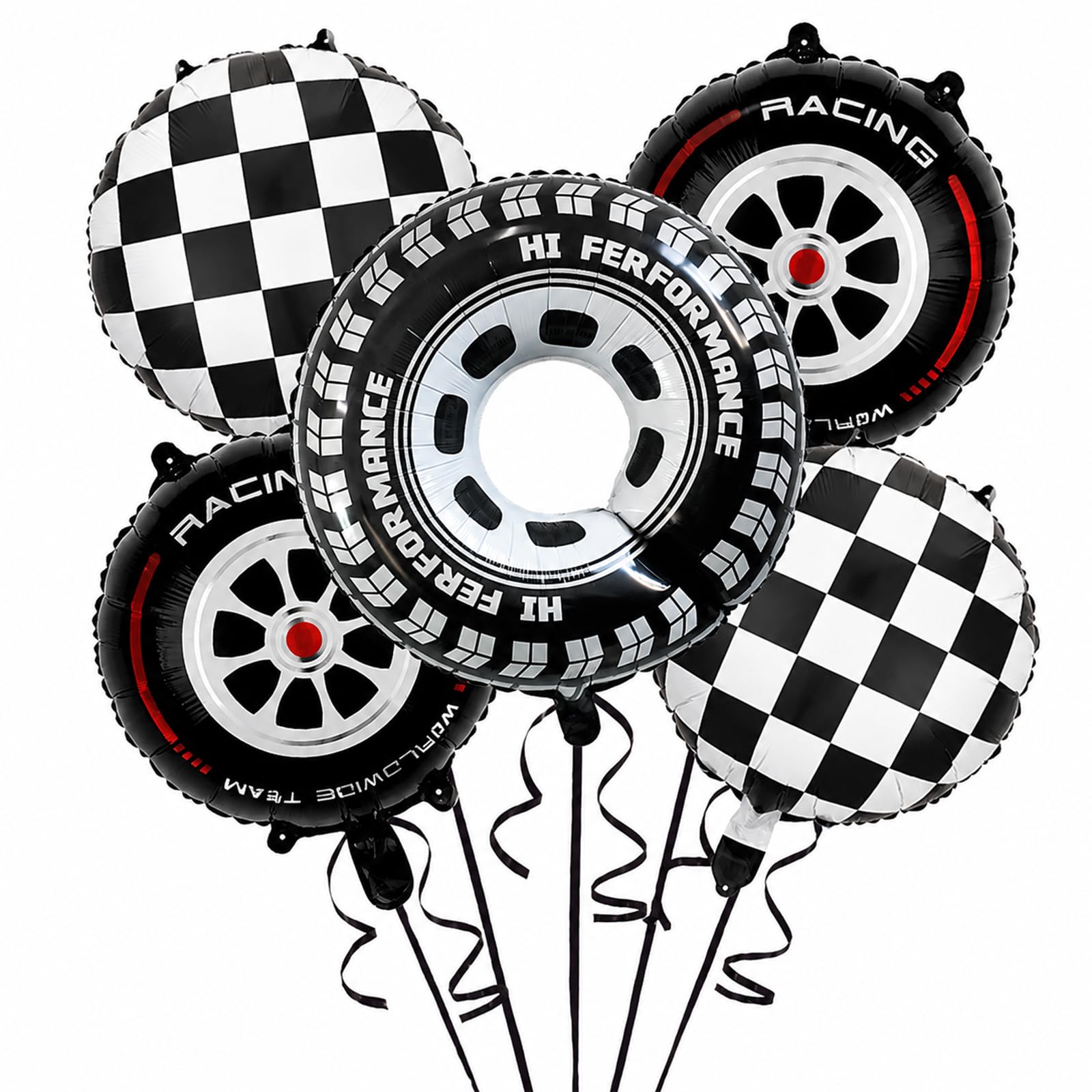 Hot Wheels Balloons 5 Pcs Set, Racing Car Theme Party Decorations, Car Enthusiast Birthday Supplies, Durable Foil Balloons for Boys Parties