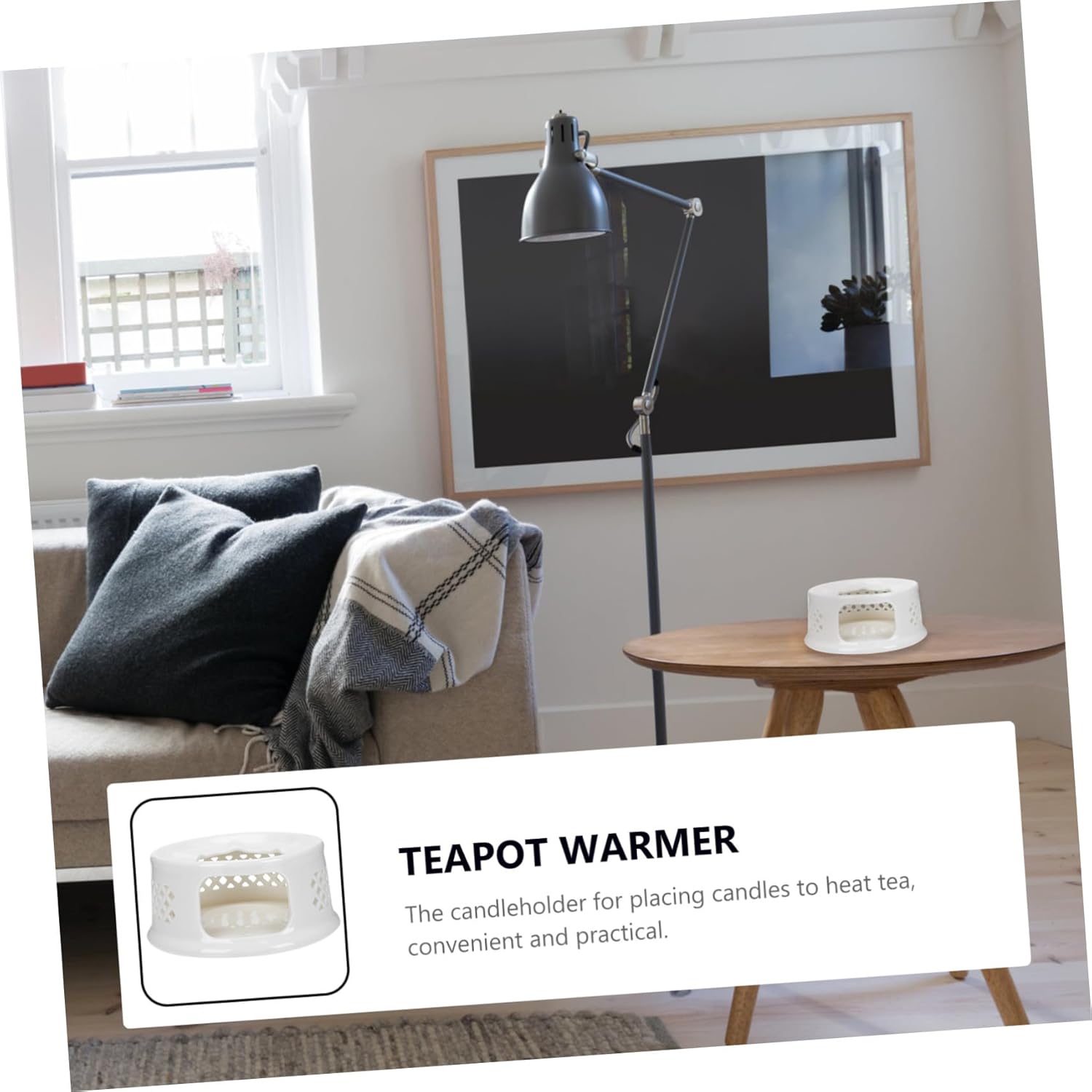 Ceramic Teapot Warmer with Hollow-Out Pattern Candle Holder for Heat Dissipation Safe and Practical Tea Heater Base for Home Office Use Gift for Tea Lovers