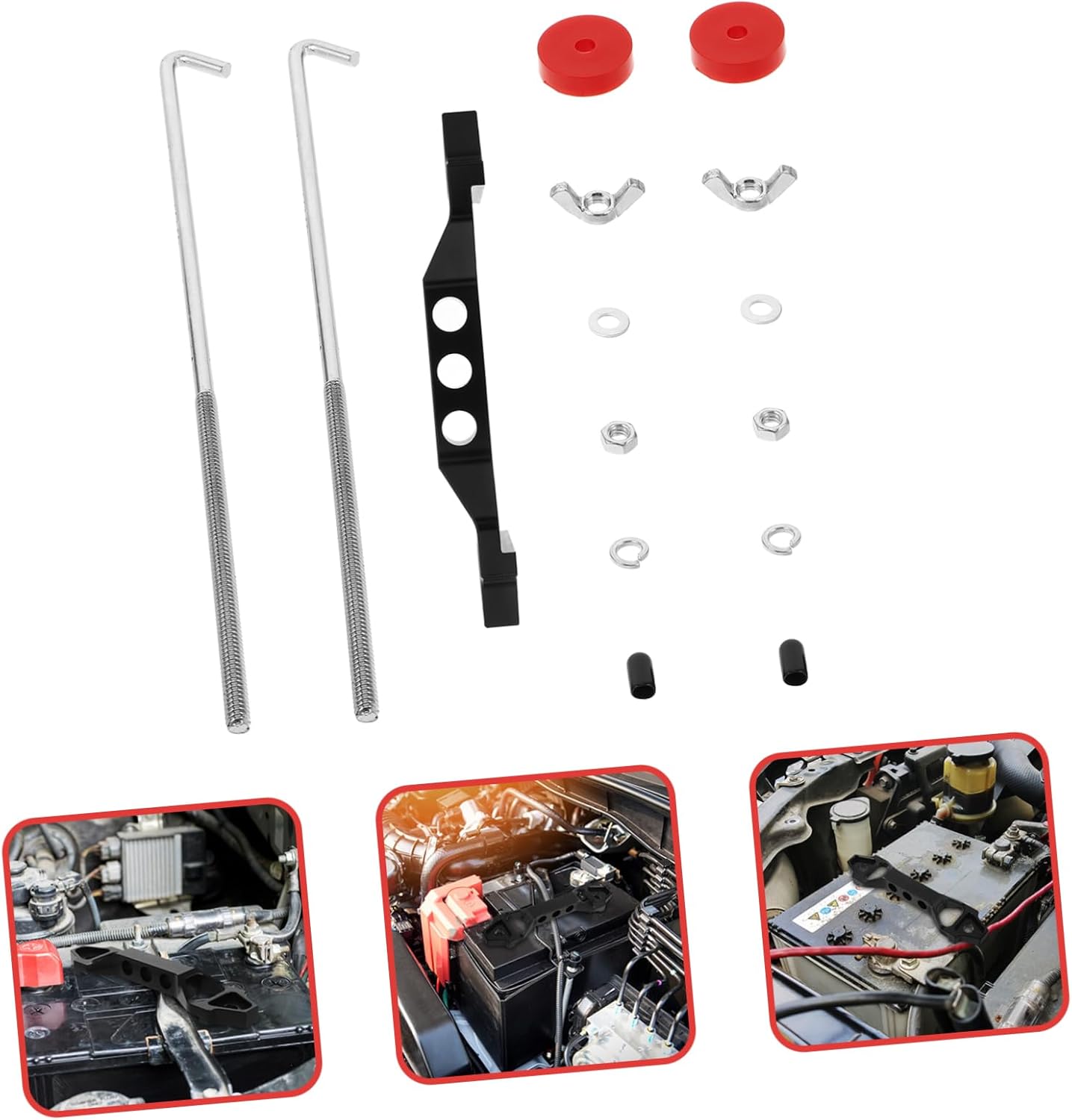 BESTOYARD 1set Car Battery Retainer Bracket Battery Hold down Kit for Various Secure Mounting for Automotive Modifications