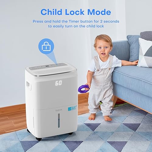 Miniatura 6 de TABYIK Deshumidificador Energy Star 2025 de 4500 pies cuadrados, máximo 80 pintasdía (estándar de 60 pintasdía), deshumidificador inteligente WiFi