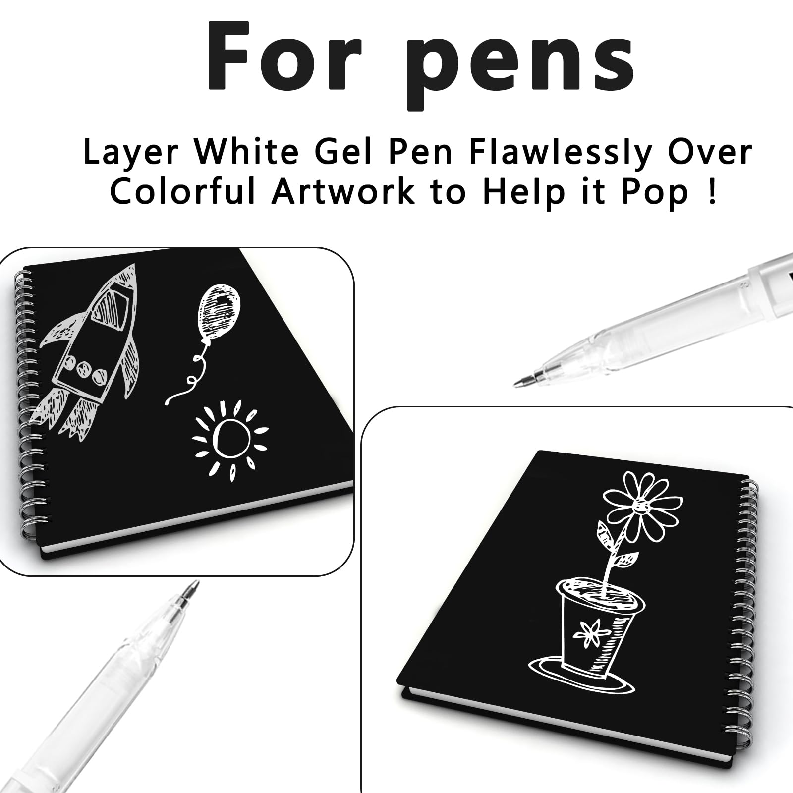 LINXINS White Gel Pen set 1.0mm White Ballpoint Pen Highlighter for Black Paper,Sketching,Drawing, Sketching, Writing - Image 4