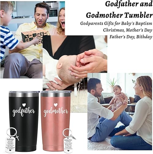Miniatura 4 de LiqCool Regalo de propuesta de padrinos, juego de vasos aislados con llavero, regalo para padrinos de parte del ahijado, regalos de padres de Dios