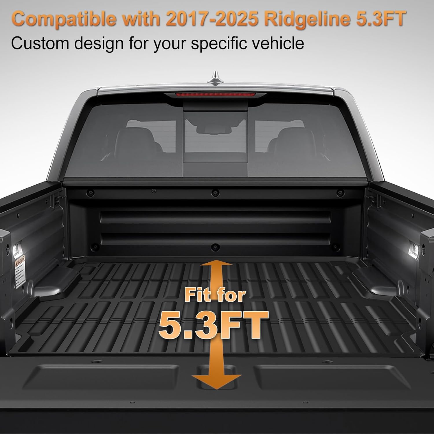 AOMSAZTO Bed Mat Compatible with Honda Ridgeline 2017 2018 2019 5.3FT Truck Bed Liner Heavy Duty TPE All Weather Custom Fit Ridgeline Accessories (Bed Mat + Tailgate Mat + Rear Storage Mat)