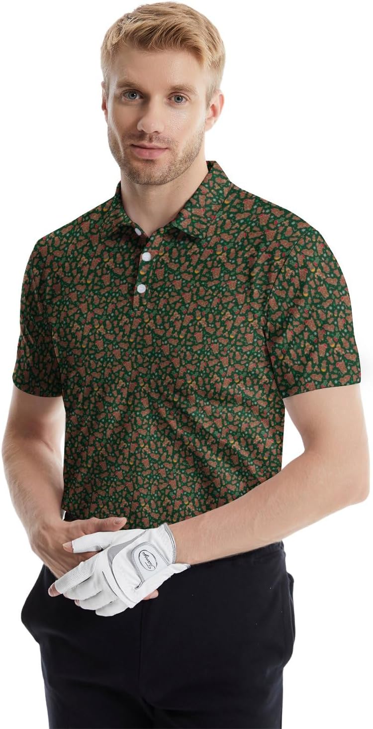 Funny Golf Polos for Men Funny Print Short Sleeve Shirts Quick Dry Polo Shirts Hawaiian Shirt Performance Golf Outfits - Image 2