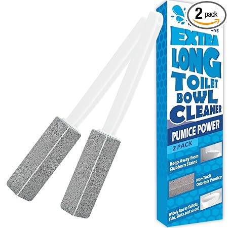 FAZMoss [2 Pack] Pumice Cleaning Stone Toilet Bowl with Extra Long Handle for Removing Toilet Bowl Ring, Pool, Bathroom,Toilet, Tiles & BBQ Grills