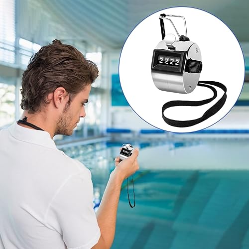 Miniatura 5 de Contador mecánico de mano, 5 unidades de 4 números digitales contador de clics para eventos escolares, golf, deportes, oficina, estadio