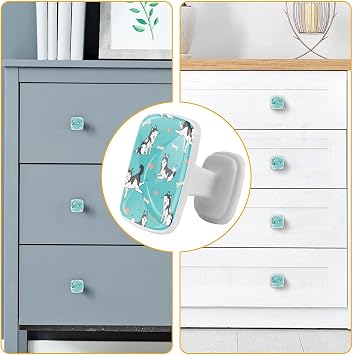 4 Pack Kitchen Cabinet Knobs, Drawer Knobs, Dresser Knobs, Drawer Pulls, Dresser Drawers, Handle Knobs, Cartoon Animal Husky Heart