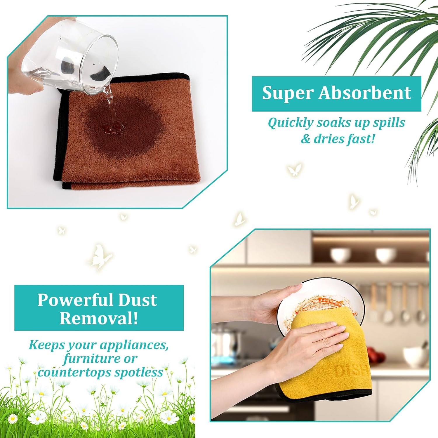 Microfiber Cleaning Cloth Set - 12 Pack Microfiber Towel 12"x12" with Printed Use Labels, Color-Coded Dish Rags Cleaning Towels, Reusable Rags for House, Kitchen, Car, Bathroom, Outdoor image 3