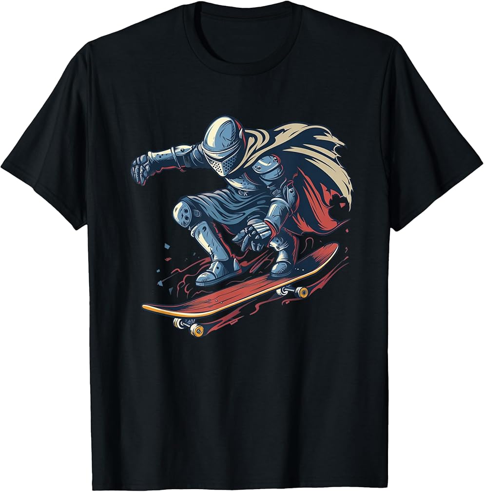Funny speed Knight on skateboard costume for boys and girls T-Shirt