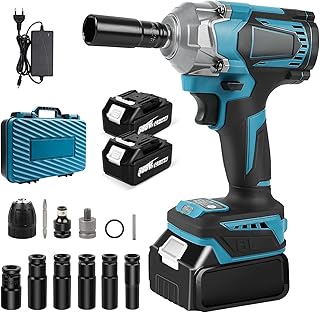 Llave de Impacto Inalámbrica Brushless 700Nm Atornillador Impacto 18V Brushless Pistola de Impacto Bateria 1/2 Pistola de Impacto Electrica con 2x3.0Ah Baterías, Cargador Rápido,6 Tomas de Impacto