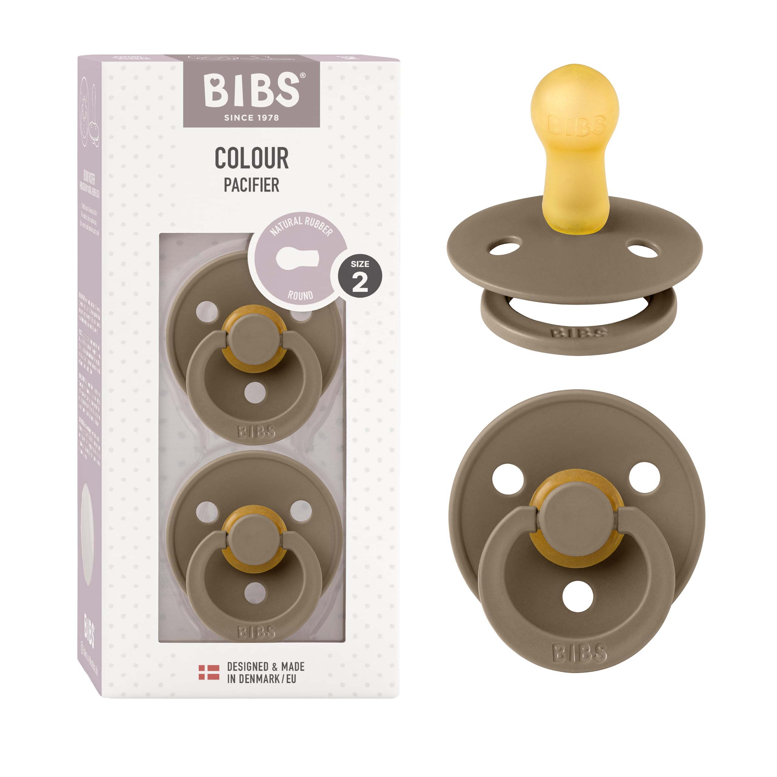 BIBS Colour Paquete de 2 chupetes. Libre de BPA, Tetina redonda. Látex natural, Talla 1 (0-6 meses), Baby Blue/Baby Blue — view 95