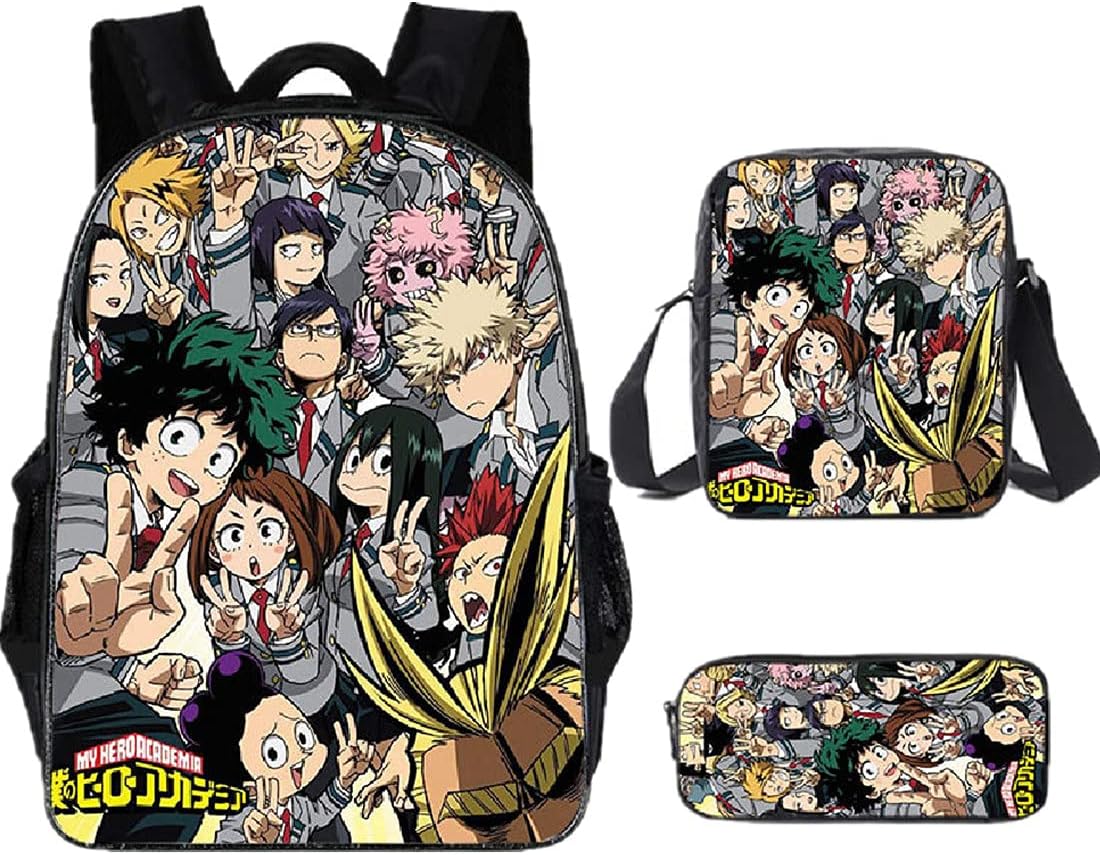 Anime Backpack Boku No Hero Backpack School Bag 3 PCS