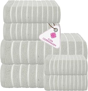 Casa Copenhagen Ecstatic 6 Pieces Towel Set- Grey Violet, 600 GSM 2 Bath Towel 2 Hand Towel 2 Washcloth, Designed in Denmark Made of Soft Egyptian Cotton for Bathroom, Kitchen & Shower