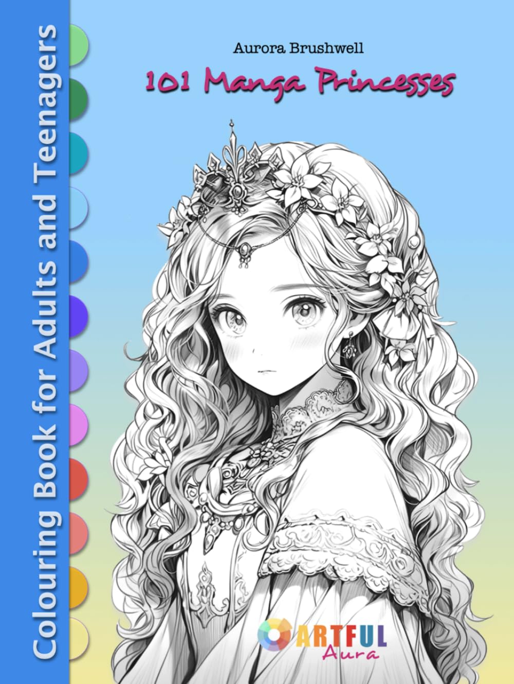 Livre de coloriage manga princess pour adulte et ado avec 101 illustrations fantasy
