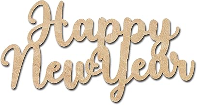 Happy New Year Wood Cutouts for crafts, Laser Cut Wood Shapes 5mm thick Baltic Birch Wood, Multiple Sizes Available