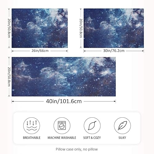 Miniatura 4 de Funda de almohada de satén para cabello y piel, funda de almohada de seda tamaño estándar, galaxia, estrellas, nebulosa, cosmos, nube, fundas de