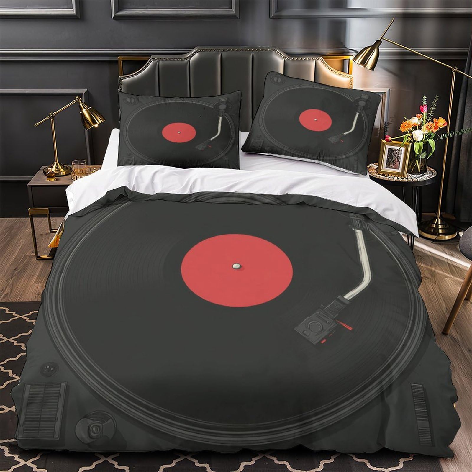 Platine vinyle housse de couette lit simple, idée cadeau pour fille