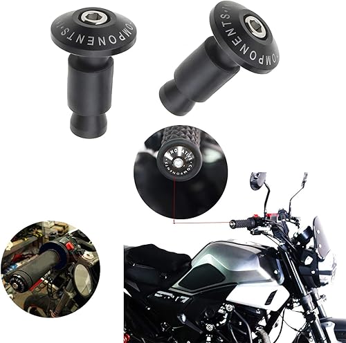 Miniatura 6 de Par de tapas de enchufe de manillar de motocicleta de 0.866 in con tornillos, tubos de expansión, llave hexagonal, color negro, universal para