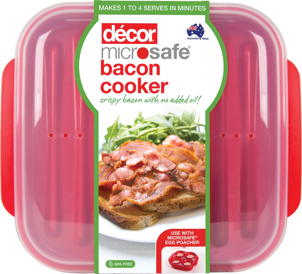 Décor Microwave Bacon Cooker | Splatter Proof Crisper Tray with Lid | Dishwasher Safe | BPA-Free