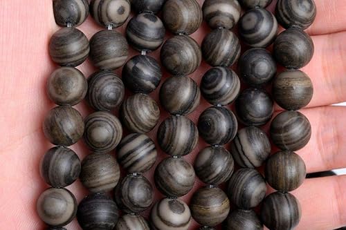 Miniatura 3 de Perfect Beeds Store - Cuentas sueltas redondas de 0.394 in de grado AAA, color café mate natural, jaspe marrón mate, 14.5 pulgadas, cuentas,