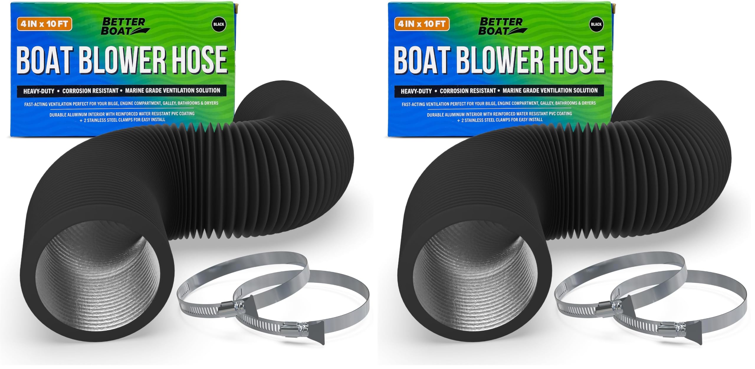 Boat Blower Hose, 4 Inch Marine Exhaust Hose, 10 Ft Flexible PVC Duct
