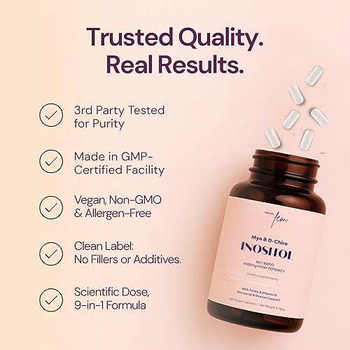 Miniatura 7 de Paquete de suplemento de inositol de primera calidad, suplemento de mio-inositol y D-Chiro inositol para mujeres 4100 mg (proporción 401) - Soporte